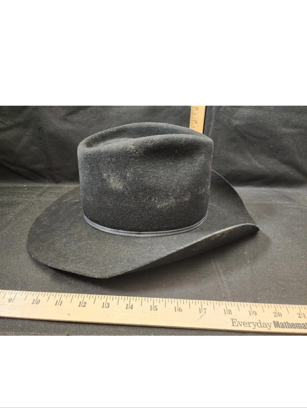 Men's Cowboy Hat Stetson Pony Express Black 100% Wool Size 7 3/8 Gently Worn - Picture 2 of 4